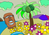 Tropical Island Paradise Coloring